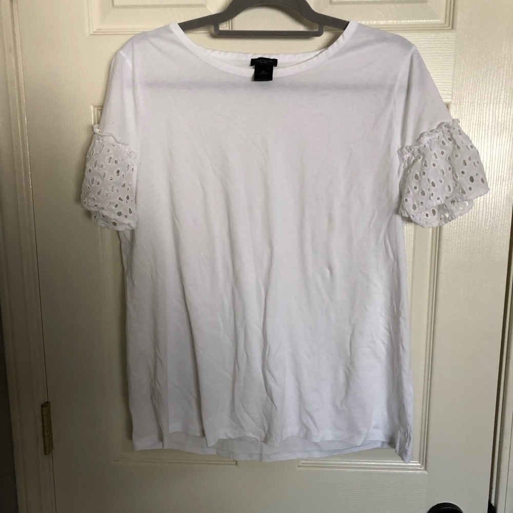 White ruffle sleeve top